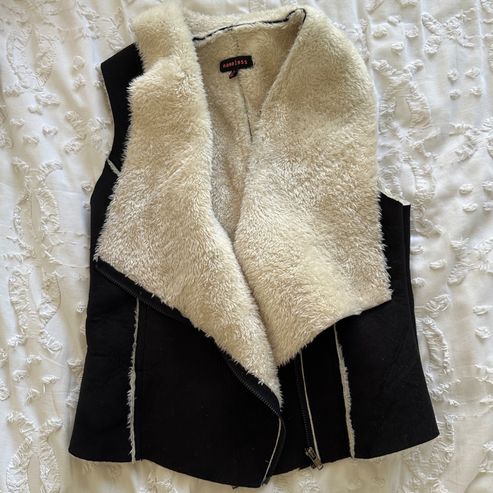Faux suede and faux fur vest